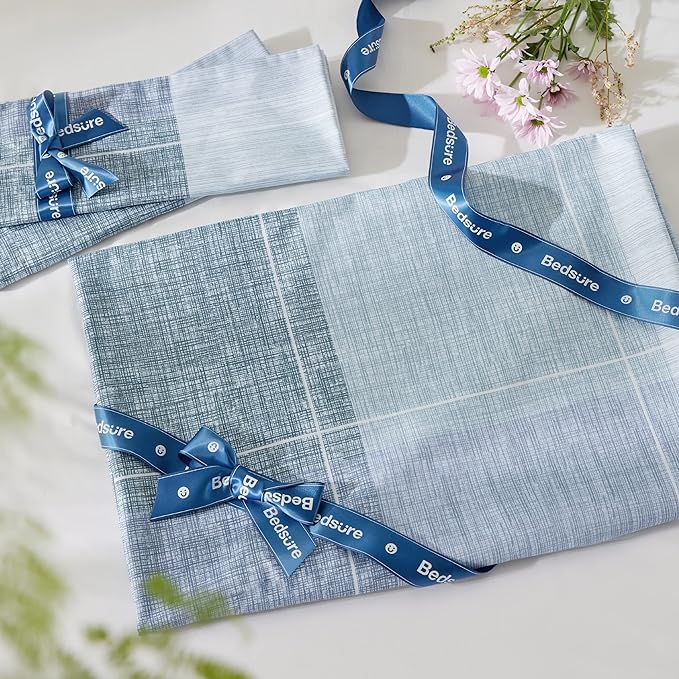 Bedsure Twin/Twin XL Duvet Cover Kids - Gingham Reversible Buffalo Plaid Duvet Cover Set with Zipper Closure, 2 Pieces Blue Bedding Set with 8 Corner Ties and 1 Pillow Sham 20"x26"