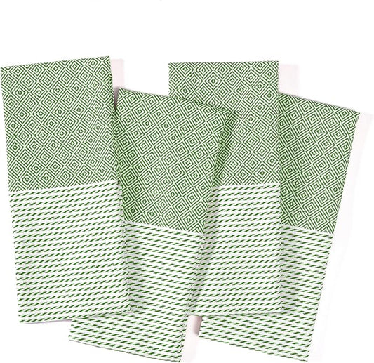 TWINY threads Kitchen Dish Towel Diamond Weave, Premium Large 100% Cotton Kitchen Linen Set, Dish Rags and Wash Rags, Absorbent Quick Drying, Washable Reusable, Pack of 4, 18 x 26 Inch, Mint Green