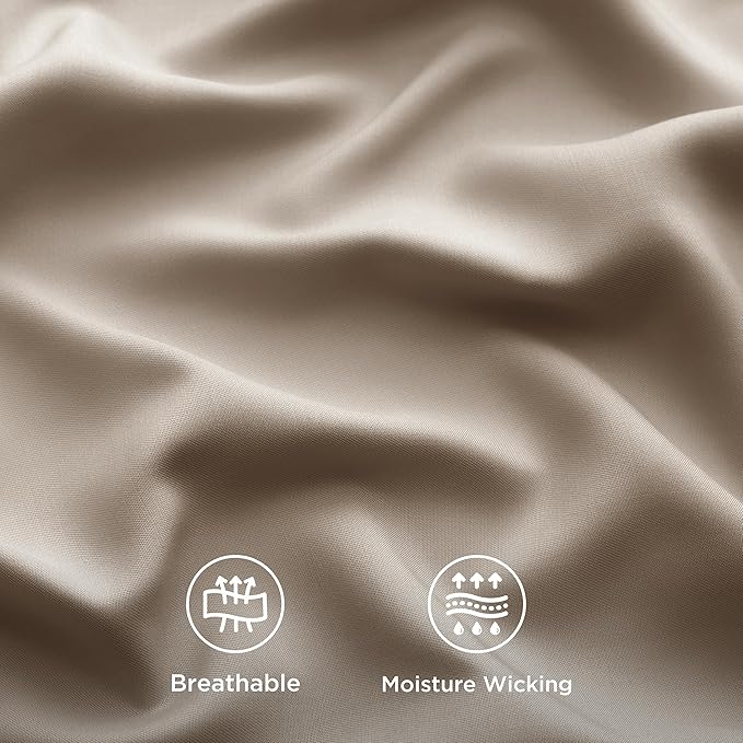 Bedsure Cooling Sheets Twin XL, Rayon Derived from Bamboo, Breathable & Soft Twin XL Sheet Sets, Deep Pocket Up to 16 Inches, Hotel Luxury Silky Dorm Bedding for Hot Sleepers, Simply Taupe