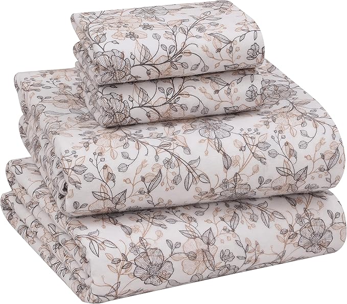 RUVANTI Flannel Sheets Queen Size - 100% Cotton Double Brushed Bed Sheets, Deep Pockets 16 Inches Queen Sheet Set, All Seasons Breathable & Extra Soft - Warm & Cozy, 4 Piece, Shallow