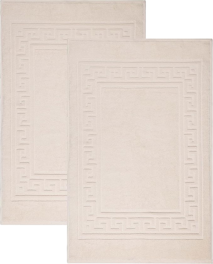 Superior Heavyweight Cotton Bath Mats, Bath Rugs For Bathroom Accessories, Washable Rug For Shower, Bath, Toilet, Modern Decor, No Backing, Luxury Hotel And Spa Quality, Set of 2, 22" x 35", Ivory
