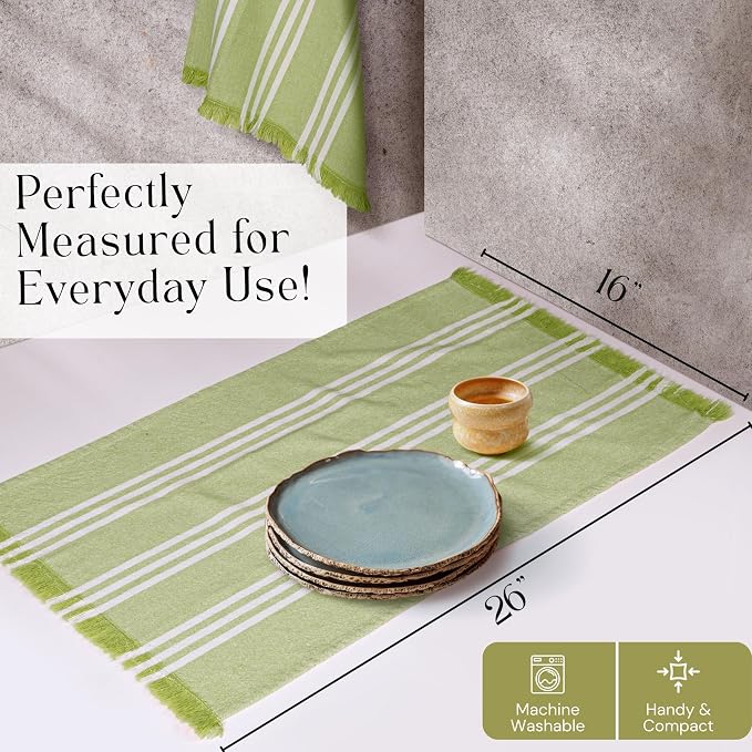 Stripe Tea Towels 12 Pack, 16x26 Inches, Dish Towels for Kitchen Drying, Reusable Rags, Absorbent and Washable Cloths, Cleaning Towels for Dishes and Everyday Use - Lemon Green