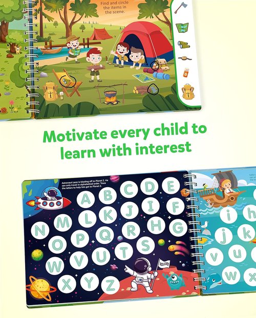 Coogam Magic Writing Practice Workbook - Reusable Alphabet & Numbers Tracing for Kids Ages 3-12