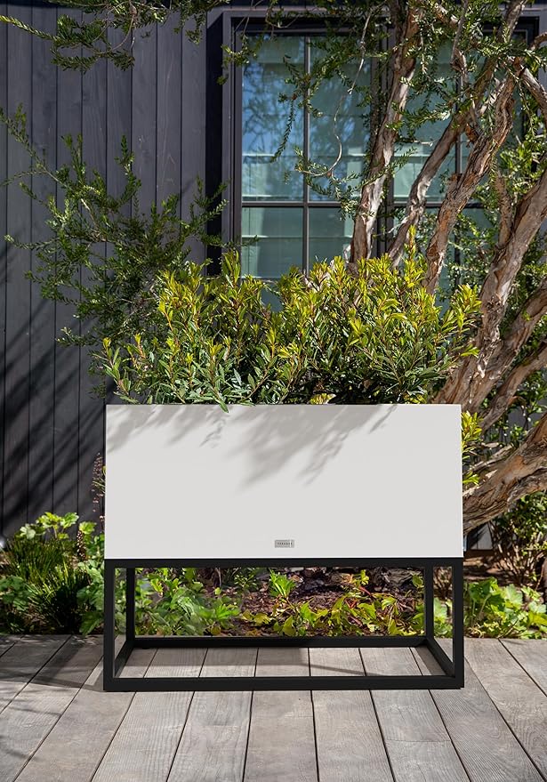 Veradek Block Series Raised Long Box Planter for Patio & Garden | Durable All-Weather Use with Aluminum Stand | Modern Décor for Herbs, Flowers