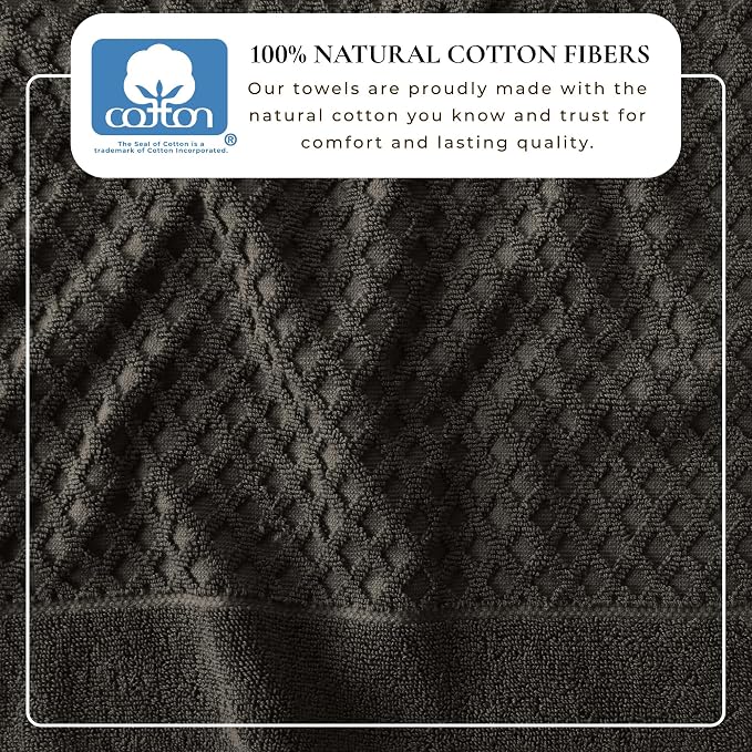 Great Bay Home Bath Towels - 100% Cotton 6 Piece Towel Set - Diamond Waffle Weave - Absorbent, Durable, Quick-Dry Towels for Bathroom (Midnight)