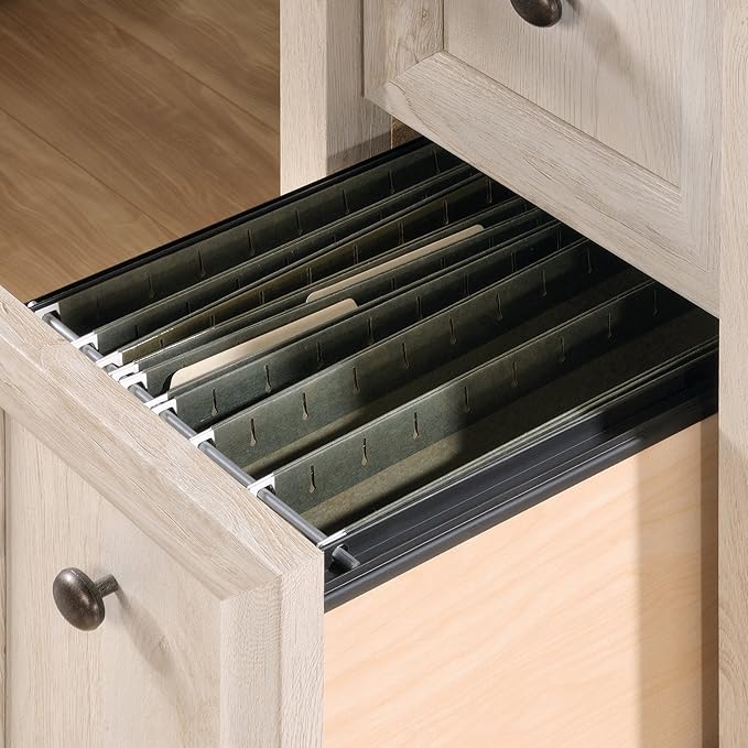 Sauder Edge Water Computer Desk with Storage Drawers, Home Office Desk, in Chalked Chestnut finish