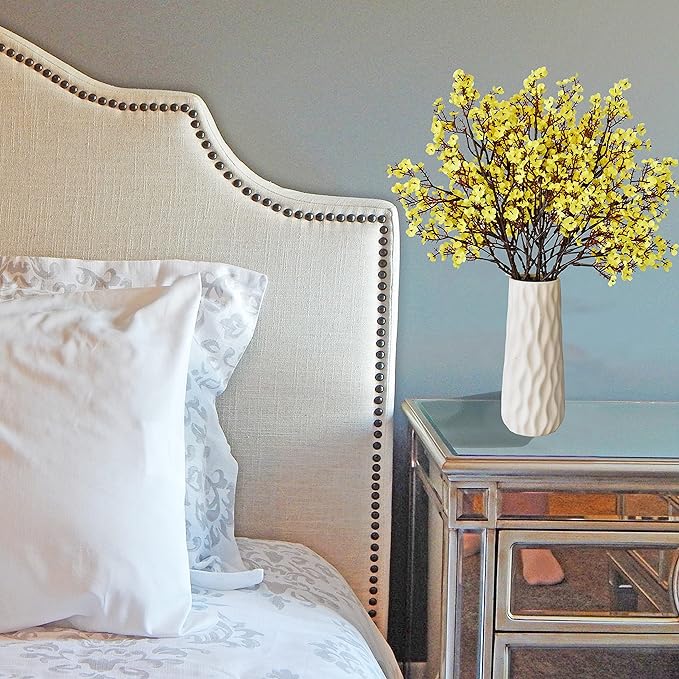 Mandy's Yellow Artificial Baby’s Breath European Flowers 6 Bundles Silk Gypsophila with Bendable Stems for Fall Thanksgiving & Christmas Centerpiece Wedding Decor and Table Arrangements