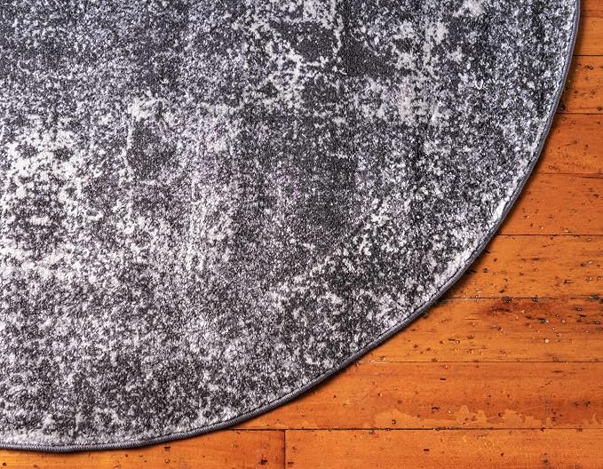 Unique Loom Bromley Collection Area Rug - Wells (3' Round, Dark Gray/ Gray)