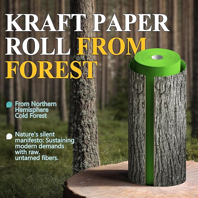 BAIJIALI 36" x 2,400" (200') Kraft Paper Roll for Craft Bulletin Board Paper Art Table Covering Crafting Gift Wrapping Bouquet Packing Parcel (Medium Green, 36" x200')