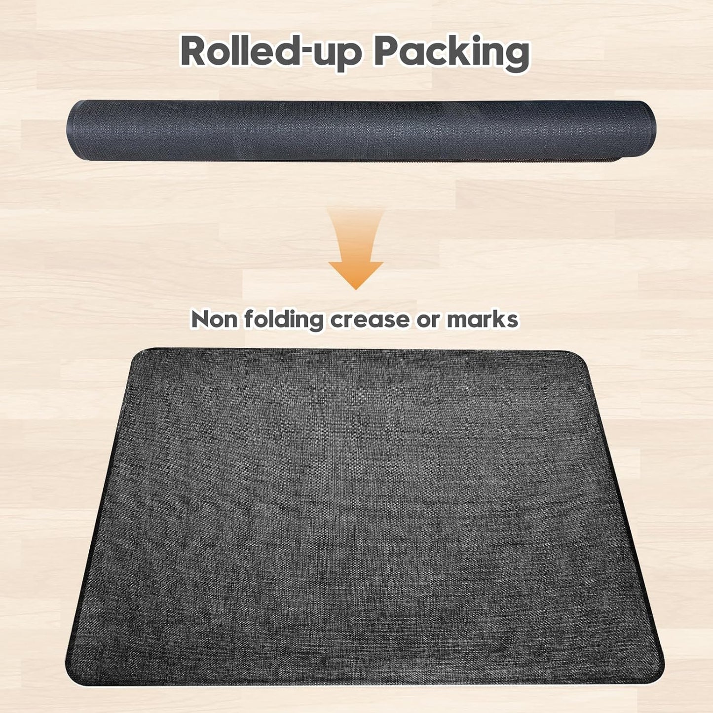 Sycoodeal Office Chair Mat - Heavy Duty Anti-Slip Floor Protector for Hardwood & Tile - Dark Black (48" x 60")