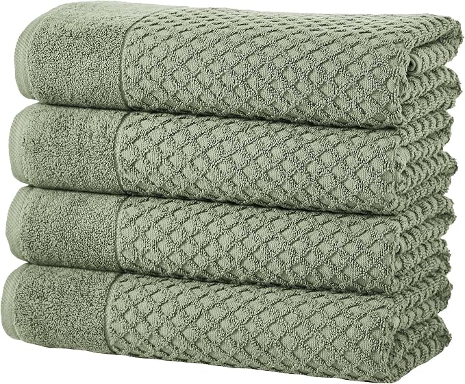 Great Bay Home Bath Towels - 100% Cotton 4 Pack 54x27 Bath Towel Set - Absorbent, Durable, Quick-Dry Towels for Bathroom (Eucalyptus)
