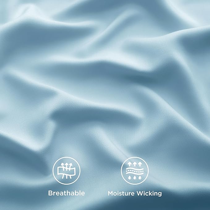 Bedsure California King Sheet Sets, Cooling Sheets, Rayon Derived from Bamboo, Breathable & Soft, Deep Pocket Up to 16 Inches, Hotel Luxury Silky Bedding for Hot Sleepers, Aqua