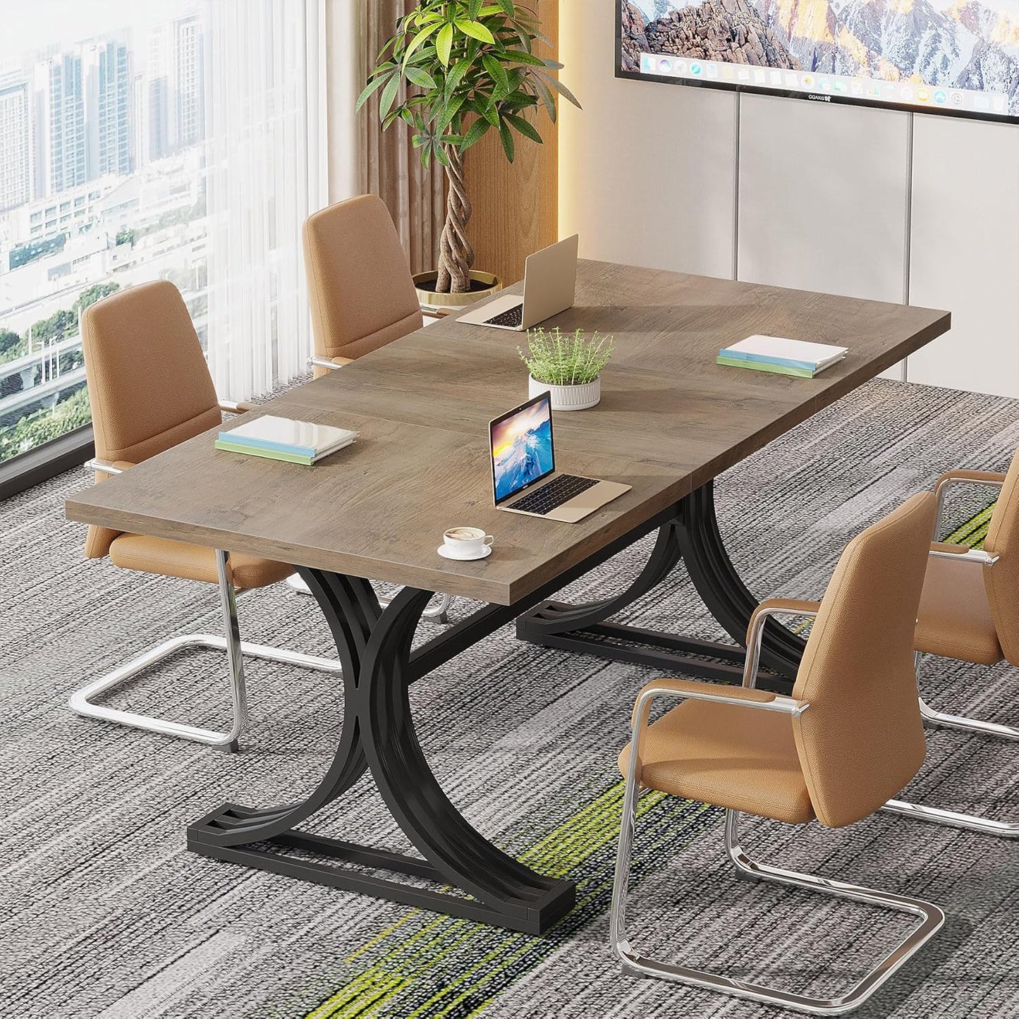 Tribesigns 5FT Modern Conference Table - Durable Metal Frame for 4 to 6 People | Office Meeting Room