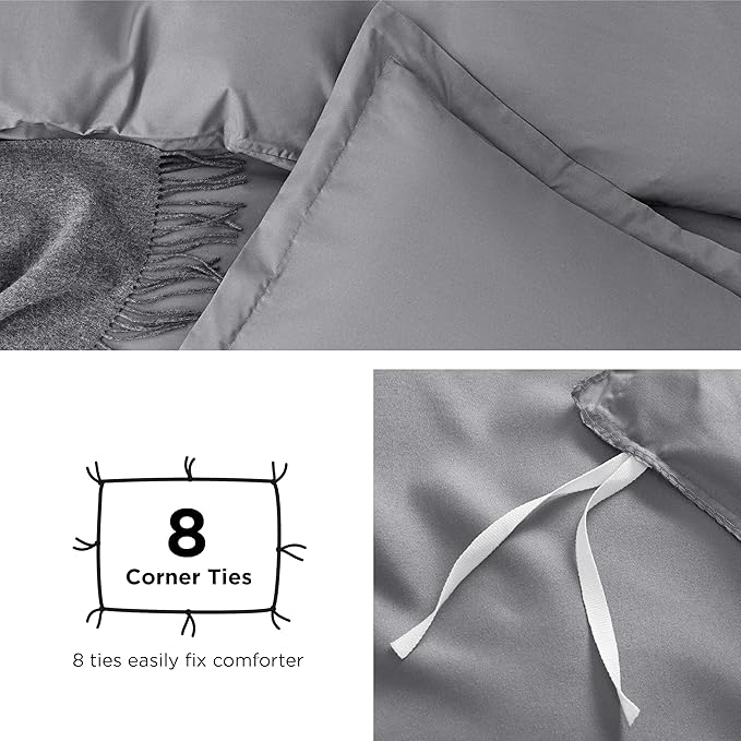 Bedsure Duvet Cover King Size - Only Includes 1 Duvet Cover (104"x90"), Hotel Luxury Soft Double Brushed All Season Bedding for Kids & Adults, Zipper Closure, NO Comforter, Grey
