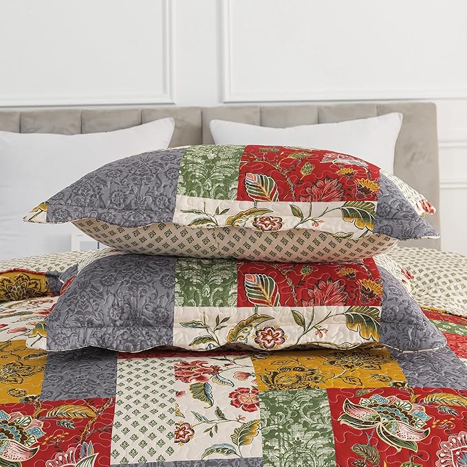 HoneiLife Quilt Set King Size - Lightweight Bedspreads 106x96, Microfiber Quilts 3-Piece, Patchwork Coverlet Western Bedding Sets All Season Quilts
