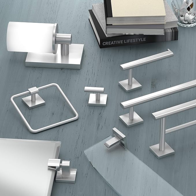 Gatco 4070A Elevate, Towel Bar, 30”, Satin Nickel/Wall Mounted 30 Inch Towel Holder for Bathroom
