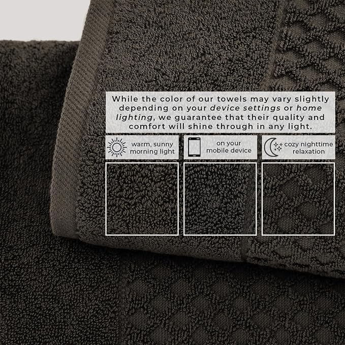 Great Bay Home Bath Towels - 100% Cotton 6 Piece Bath Sheet Set - Diamond Waffle Weave - Absorbent, Durable, Quick-Dry Towels for Bathroom (Midnight)