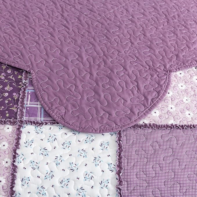 HoneiLife Queen Quilt Bedding Sets - Floral Quilt Bedding Sets 3-Piece 90x96, Reversible Bedspreads Patchwork Coverlet Nostalgic Bedding Set All Season Quilts