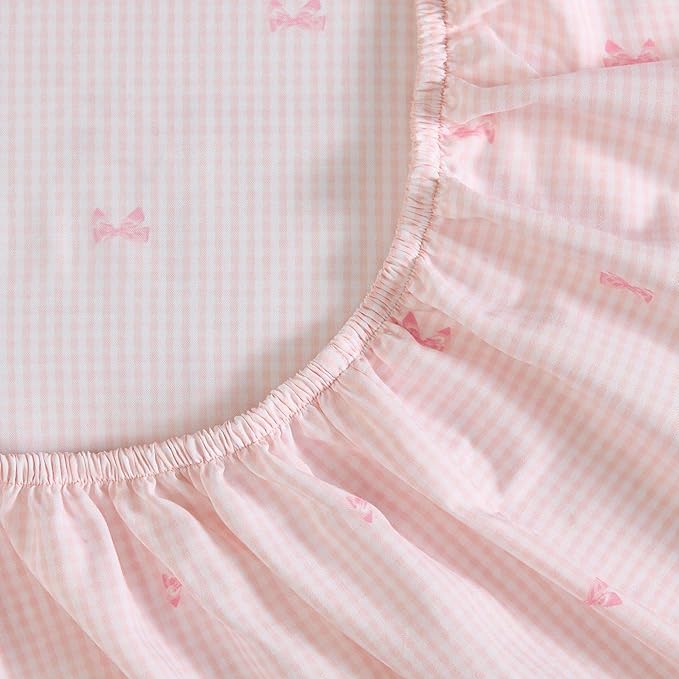 Laura Ashley Kids - Twin Sheet Set, Soft & Wrinkle-Resistant Toddler Bedding Set, Deep Pockets, Girl Bed Sheets with Matching Fitted Sheet & Pillowcase (Tiny Bows Pink)