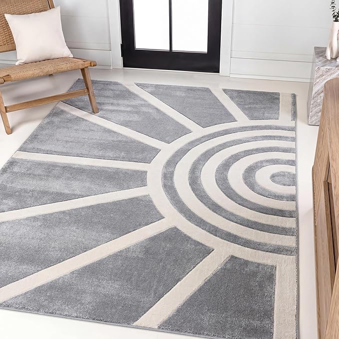 JONATHAN Y Sun Two-Tone High-Low Indoor Area Rug 8X10 Blue/White, Aelius MidCentury Scandinavian Abstract for Living Room, Bedroom, Kitchen, Easy-Cleaning, Pet-Friendly, Non-Shedding SND101C-8