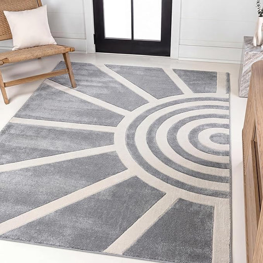 JONATHAN Y Sun Two-Tone High-Low Indoor Area Rug 8X10 Blue/White, Aelius MidCentury Scandinavian Abstract for Living Room, Bedroom, Kitchen, Easy-Cleaning, Pet-Friendly, Non-Shedding SND101C-8