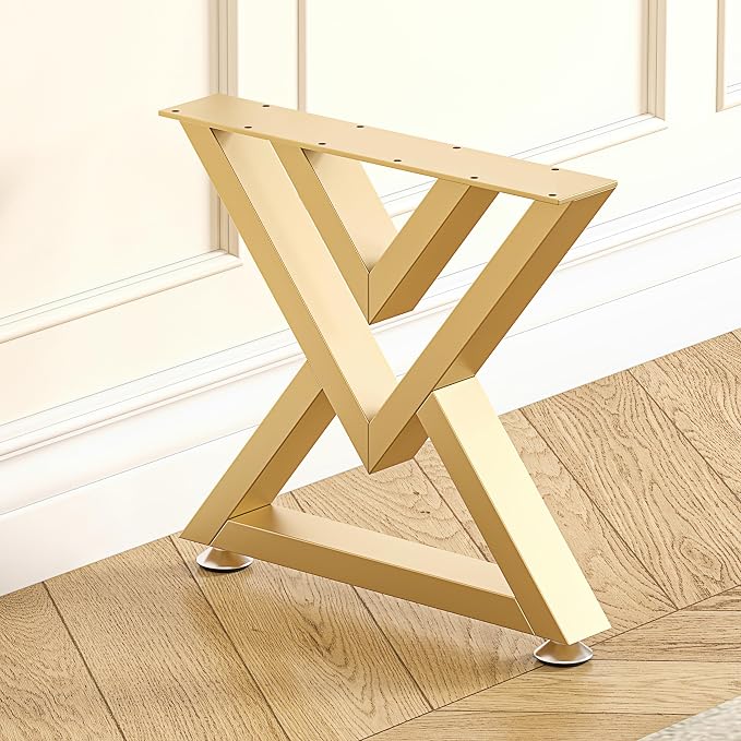 Heavy Duty Coffee Table Legs 16 Inch Set of 2, Industrial Metal Bench Legs 600 LBS Load Capacity, for DIY Bench, End Table, Side Table, Rust-Proof & Adjustable Feet Nano Gold