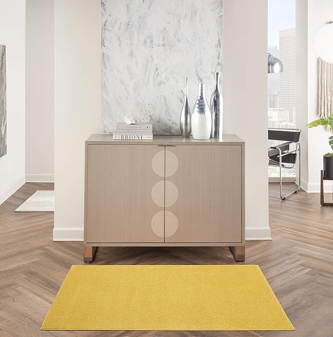Nourison Home Nourison Essentials Yellow 3' x 5' Area Rug - Easy Clean, Non Shedding, Bed Room, Living Room, Dining Room, Kitchen (3' x 5')