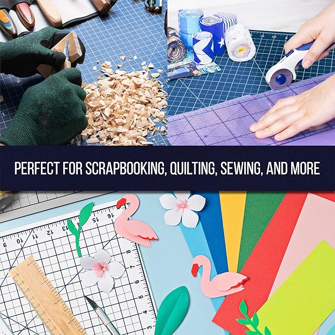 U.S. Art Supply 24" x 36" Self-Healing Cutting Mat 5-Ply - Double-Sided White/Blue Craft Mat, Non-Slip Cutting Mats for Crafts, Sewing, Quilting, Scrapbooking