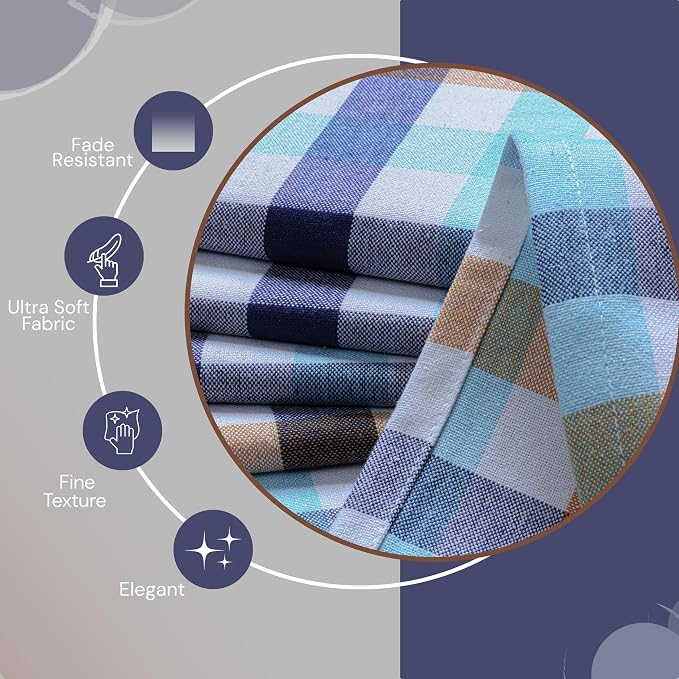Checked Kitchen Dish Towels 12 Pack Combo, 18"x26", Quick Dry Wash Rags, Reusable Dishcloths, Absorbent Hand Towel - Mint Green, Water Green, Indigo Blue, Mustard Yellow, Brown, Beige