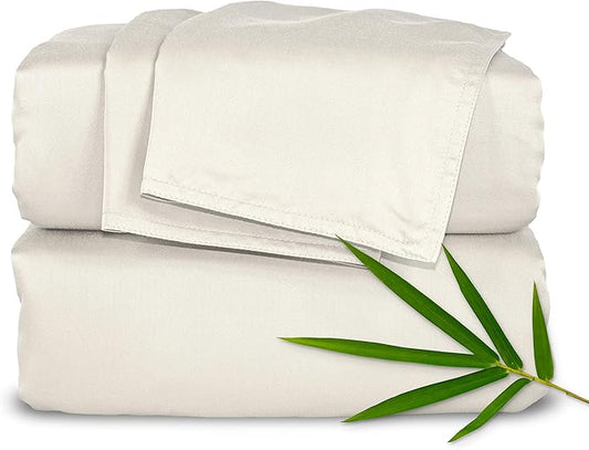 Pure Bamboo Short Queen Sheets for RV Camper (60"x75") - Genuine 100% Organic Viscose Derived from Bamboo Bed Sheet Set, Soft & Cooling, 2 Year Quality Promise (Short Queen, Ivory)