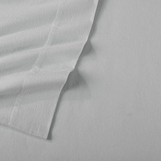 Market & Place 100% Cotton Full Flannel Sheet Set | 4 Piece Deep Pocket Solid Cozy Winter Bed Sheets | Double Brushed for Extra Softness & Comfort | Chalet Collection (Full, Light Grey)