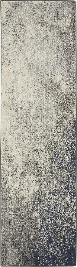 Nourison Home Passion Charcoal/Ivory 2'2" x 10' Area-Rug, Modern, Abstract, Easy-Cleaning, Non Shedding, Bed Room, Living Room, Dining Room, Kitchen, (10' Runner)