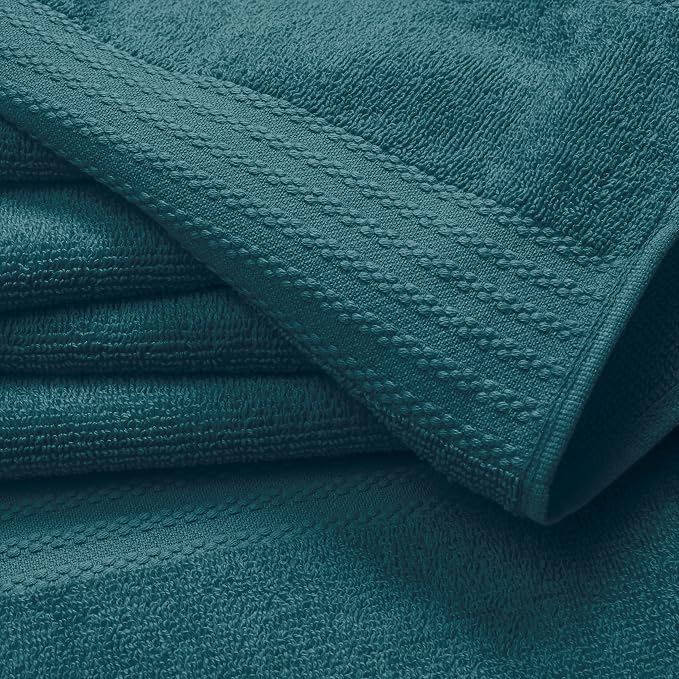 GLAMBURG Ultra Soft 6-Piece Hand Towel Set 16x28-100% Ringspun Cotton - Durable & Highly Absorbent Hand Towels - Ideal for use in Bathroom, Kitchen, Gym, Spa & General Cleaning - Teal