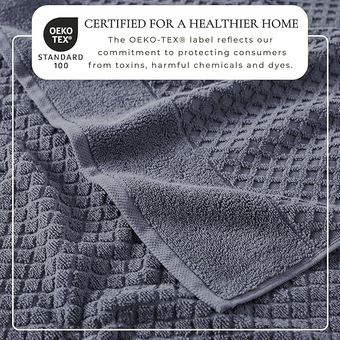 Great Bay Home Bath Towels - 100% Cotton 4 Pack 54x27 Bath Towel Set - Absorbent, Durable, Quick-Dry Towels for Bathroom (Chambray Blue)
