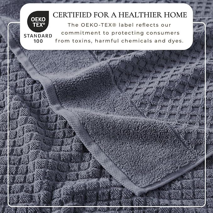 Great Bay Home Oversized Bath Sheets - 100% Cotton 2 Pack 68x35 Extra Large Towel - Absorbent, Durable, Quick-Dry Towels for Bathroom (Chambray Blue)