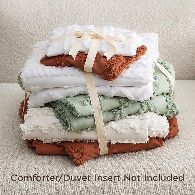 Bedsure Boho Duvet Cover Full Size, Soft & Comfortable Elegant Design Boho Bedding for Decoration, Machine Washable Comforter Cover for All Seasons,Includes 1 Duvet Cover & 2 Pillow Shams,Beige
