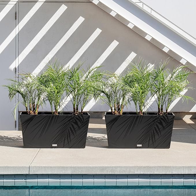 Veradek Pure Series Midori Trough Planter - Large Rectangular Planter for Indoor or Outdoor Deck/Porch | Durable All-Weather Use with Drainage Holes | Modern Decor for Shrubs, Flowers, Small Plants