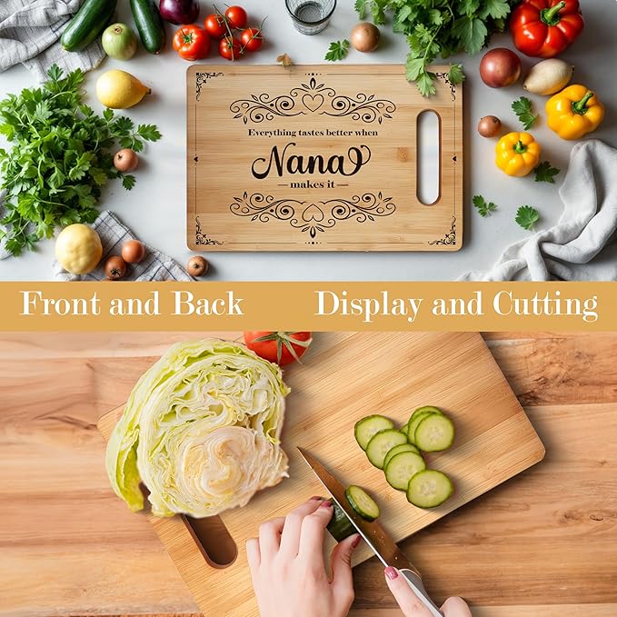 Nana Cutting Board Chopping Board, Nana Gifts from Grandkids, Best Nana Gifts, Gifts for Nana, Grandma Kitchen Gifts, Nana Grandma Decorative Bamboo Cutting Board for Kitchen