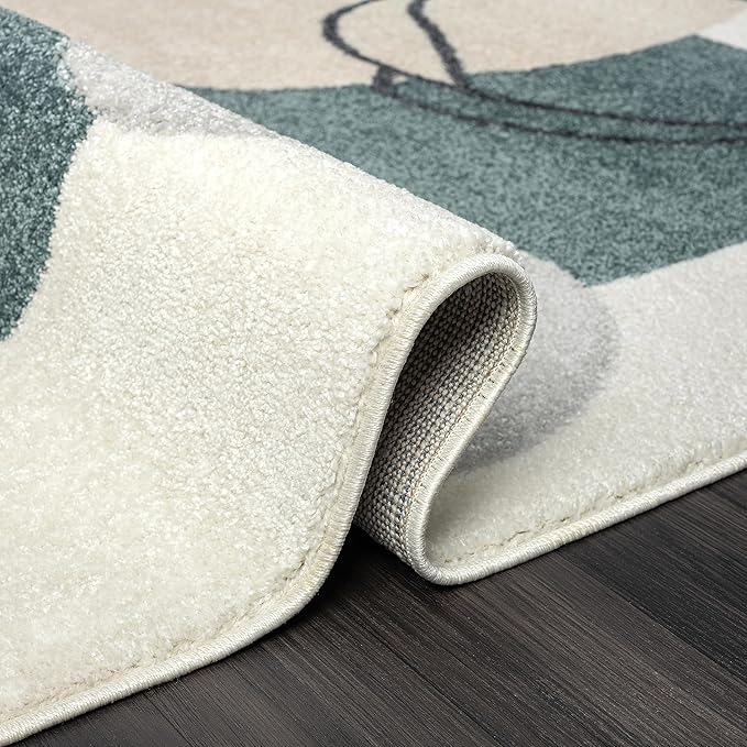 Abani Deco Area Rug -Cream/Green Minimalist Design -7'9" x 10'2"(8'x10') - Easy to Clean - Durable for Kids and Pets - Non-Shedding - Medium Pile - Soft Feel - for Living Room, Bedroom & Office