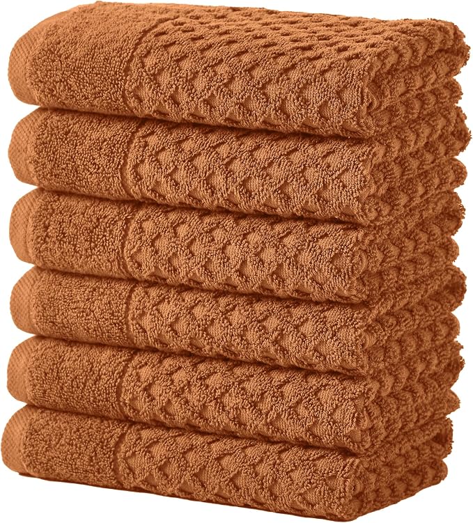 Great Bay Home Hand Towels - 100% Cotton 6 Pack 26x16 Hand Towel Set - Absorbent, Durable, Quick-Dry Towels for Bathroom (Copper)