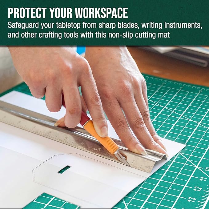 U.S. Art Supply 24" x 36" Self-Healing Cutting Mat 5-Ply - Double-Sided Green/Black Craft Mat, Non-Slip Cutting Mats for Crafts, Sewing, Quilting, Scrapbooking