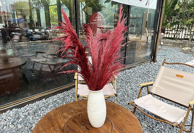 Pampas Grass Decor Tall,Long Pampas, Large Pompas Floral, Elegant Feather Flowers for Wedding Decorations, Living Room Decor (Natural Red, 8pcs 31.5"(80cm))