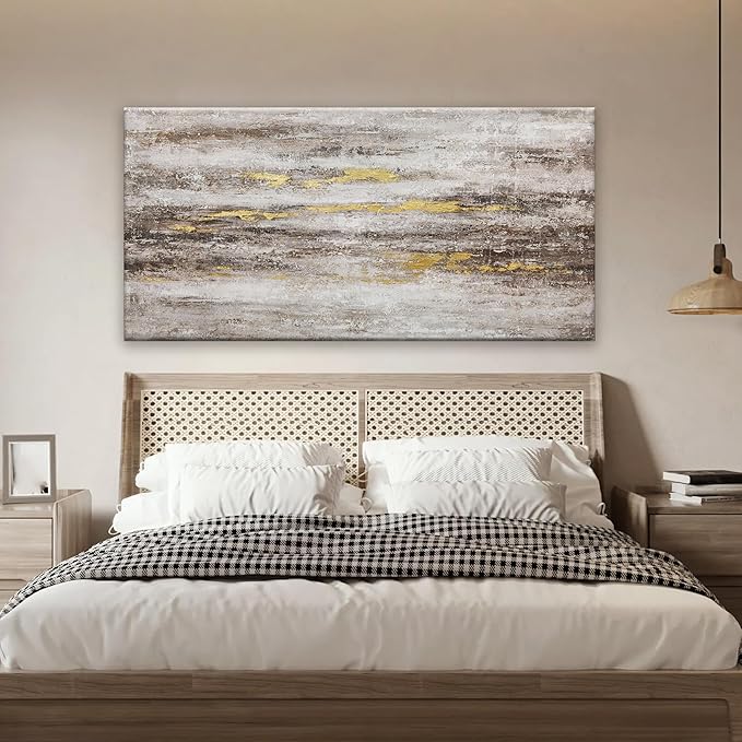 YISXINOAG Abstract Canvas Art Wall Decor Modern Artwork Maximalist Decor Picture Contemporary Brown And Gray Abstract Art Decor Artwork Bedroom Living Room Office Decoration 24x48 Inch