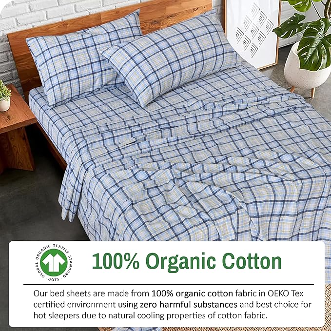RUVANTI 100% Organic Cotton Sheets Queen Size, Percale Weave, GOTS Certified, 4-Piece Set, Deep Pocket 15", Crisp & Breathable, Soft Durable Bedding, Sábanas Algodón Orgánico – Pastel Print