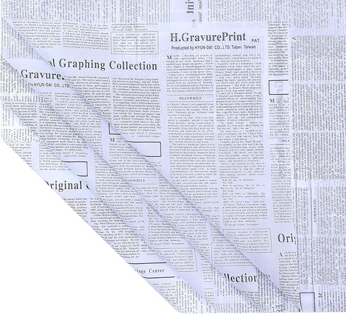 FWSA WRAPS Old Newspaper Tissue Paper Bulk for Gift Bags 28 sheets black and white Letter Newsprint Flower Wrapping Paper for Wedding Birthday Party Valentines Decor 27.5 x 19.7 Inch (3 black white)