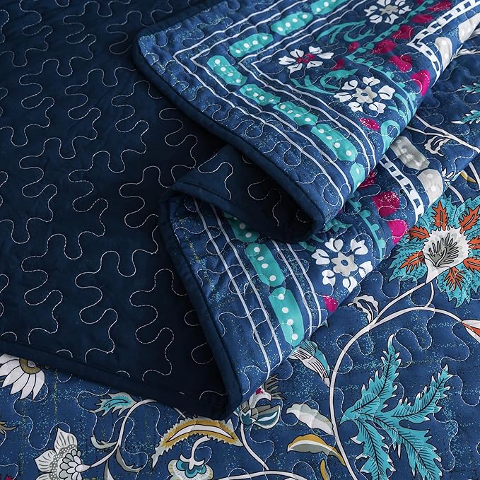 HoneiLife Quilt Set King Size - Lightweight Bedspreads 106x96, Microfiber Quilts 3-Piece, Patchwork Coverlet Rustic Bedding Sets All Season Quilts