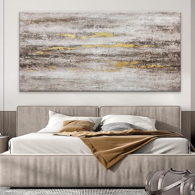 YISXINOAG Large Abstract Wall Art For Living Room Brown And White Wall Art Eclectic Decor Artwork Canvas Art Wall Decor For Dinning Room Bedroom Hotel Office Kitchen Ready To Hang 29x58 In