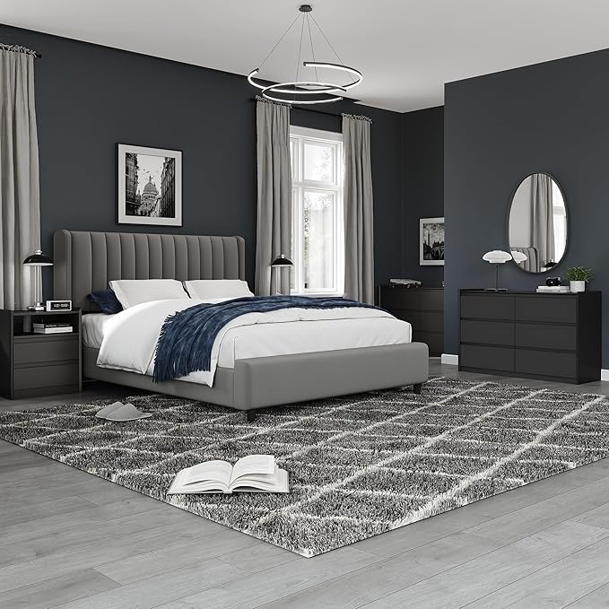 Black Dresser for Bedroom, 47" Wide Chest of Drawers, Simply Modern 6 Drawer Storage Organizer for Closet, Hallway, or Living Room