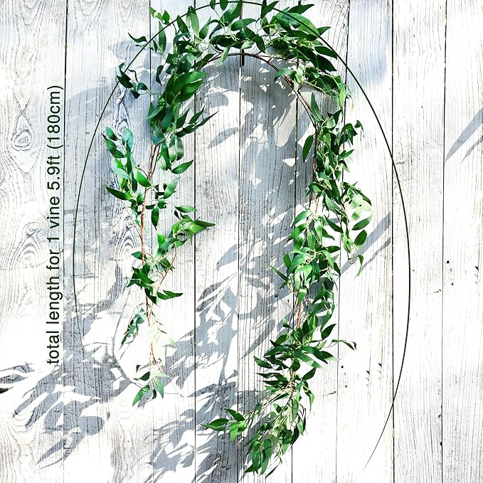 FiveSeasonStuff Artificial Natural Green Willow Garlands, Bendable Greenery Vine Leaves for Wedding Home Decoration (2 pcs, 11.8 feet)