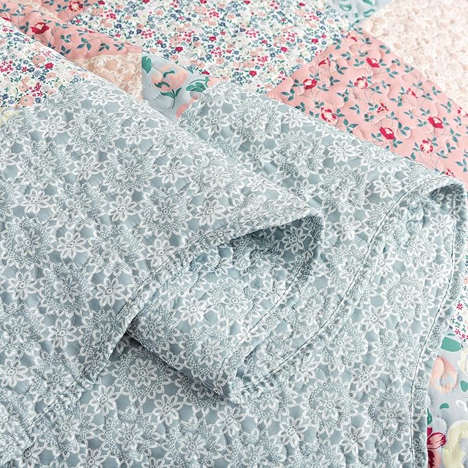 HoneiLife King Quilt Bedding Sets - Microfiber Quilt Set 3-Pieces,Lightweight Bedspreads Patchwork Coverlets Retro Bed Cover Quilt King Size All Season Quilts